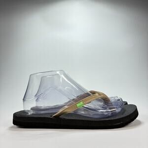 Sanuk Yoga Spree 4 Metallic Gold Flip Flops Casual Sandals 1092006 Womens Size 8